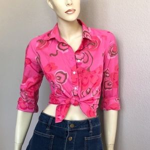 J. Crew Fuchsia Floral Button Down Shirt XS